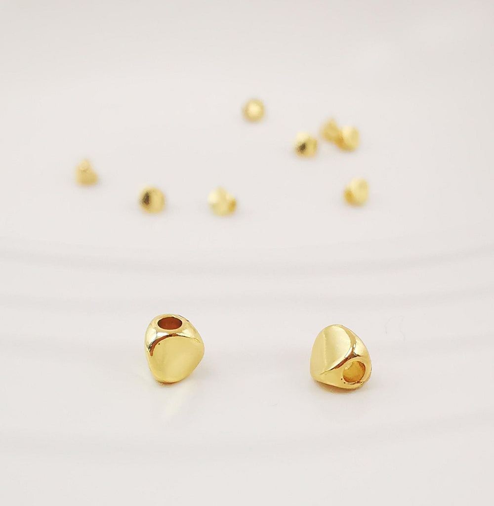 10pcs Faceted Spacer Beads, 18K Shiny Gold Plated Square Beads, 4.5mm, Bracelet Beads, Spacer Beads, Jewelry Finding S20339