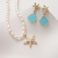 Load image into Gallery viewer, Starfish Charm, Starfish Post, Gold Marine Life, 14k Gold Plated Brass, Necklace Making, Jewelry Findings GZ756