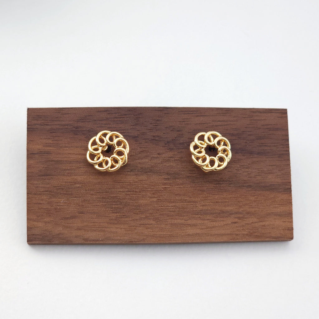 Round Line Post With Loop, 18k Gold Chain Round Stud Earring Nickel Free, Hypoallergenic Earring Findings ZX185