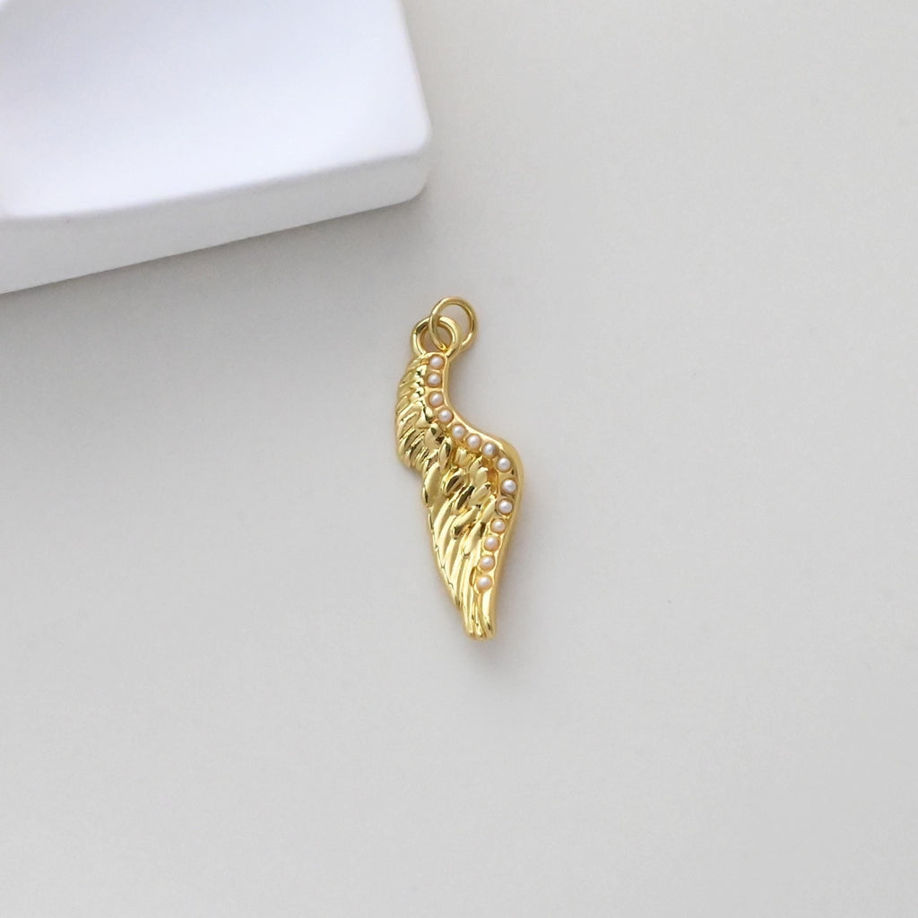 Wings Pendant, 18K Gold Plated, CZ Pave, Angel Wings Pendant, Necklace Making Charm, Jewelry Findings S1315