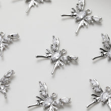 Load image into Gallery viewer, Butterfly Charm, Gold Plated Pave Pendant, Pave CZ, Silver Butterfly, Necklace Jewelry Finding GZ520