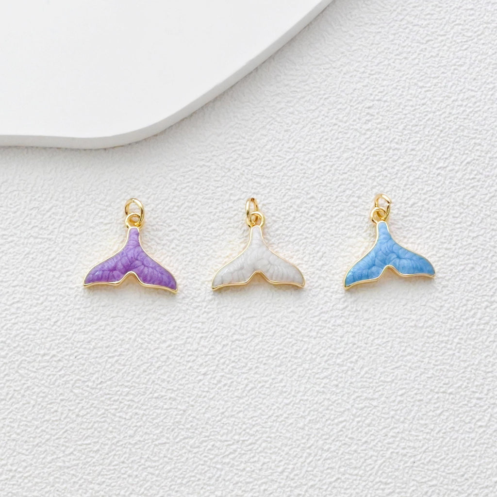 Colgante de cola de pez, dijes de vida marina esmaltados, dijes chapados en oro de 18 quilates, fabricación de pulseras, accesorios de joyería S1352