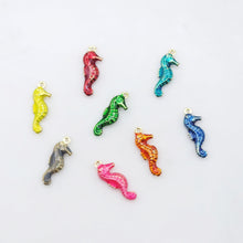 Load image into Gallery viewer, Enamel Seahorse Charms, 18K Gold Plated Charms, Seahorse Pendant for Necklace Jewelry Findings S20516