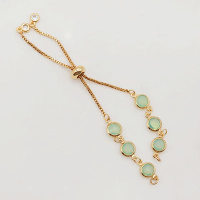 Adjustable Bracelet Making Chain, 20 Colors, 18K Gold Plated, CZ Pave Half Finished Slide Box Chain with Rubber Stopper Beads S20346