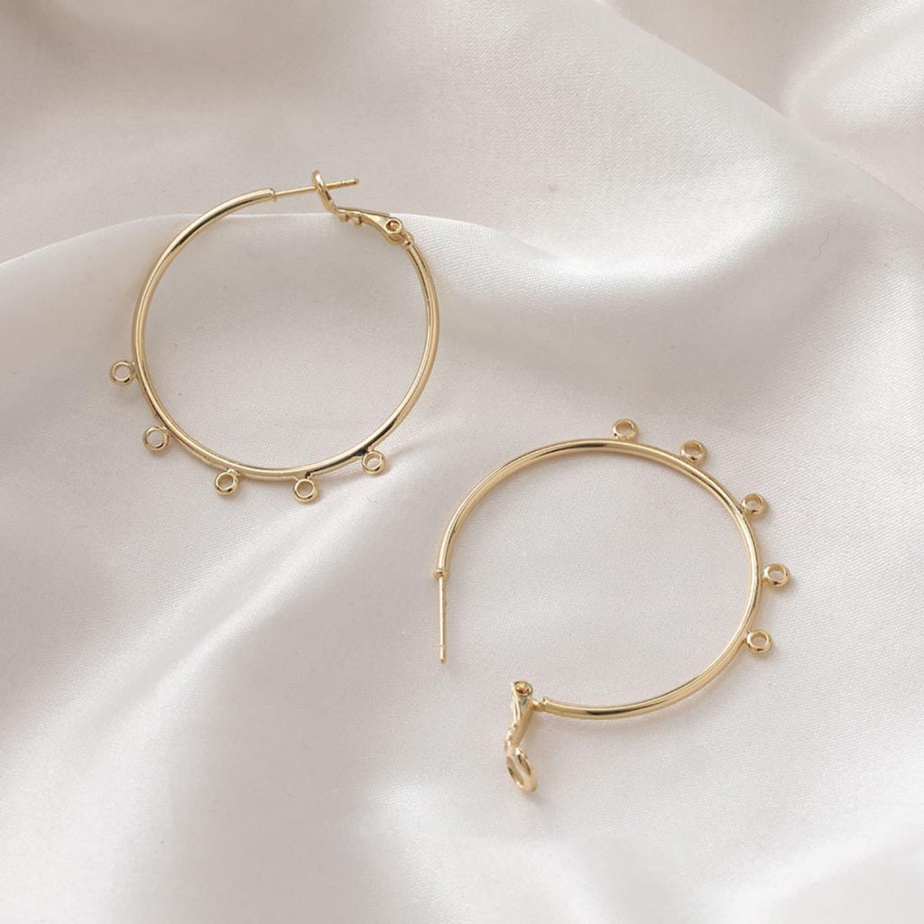 14K Gold Plated Round Hoop Earring, with Loops, Nickel Free Circle Earring Hoops, DIY Earring Finding, Earring Findings BB130