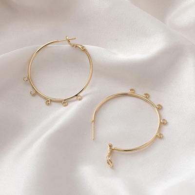 14K Gold Plated Round Hoop Earring, with Loops, Nickel Free Circle Earring Hoops, DIY Earring Finding, Earring Findings BB130