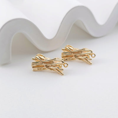 Gold Leaf Earring Post With Loop, Nickel Free Earrings, Ear Stud Loop, Hypoallergenic Earring Findings ZX314