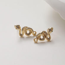 Load image into Gallery viewer, Snake Earrings Post With Loop, 18K Gold Plated, CZ Pave, Nickel Free, S925 Silver Pin, Ear Stud Hypoallergenic Earring Findings GZ779