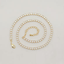 Load image into Gallery viewer, Rainbow Tennis Necklace, Tennis Chocker, 18K gold/Silver, 3mm, Adjustable, Finish Crystals Chain, READY TO WEAR S20319