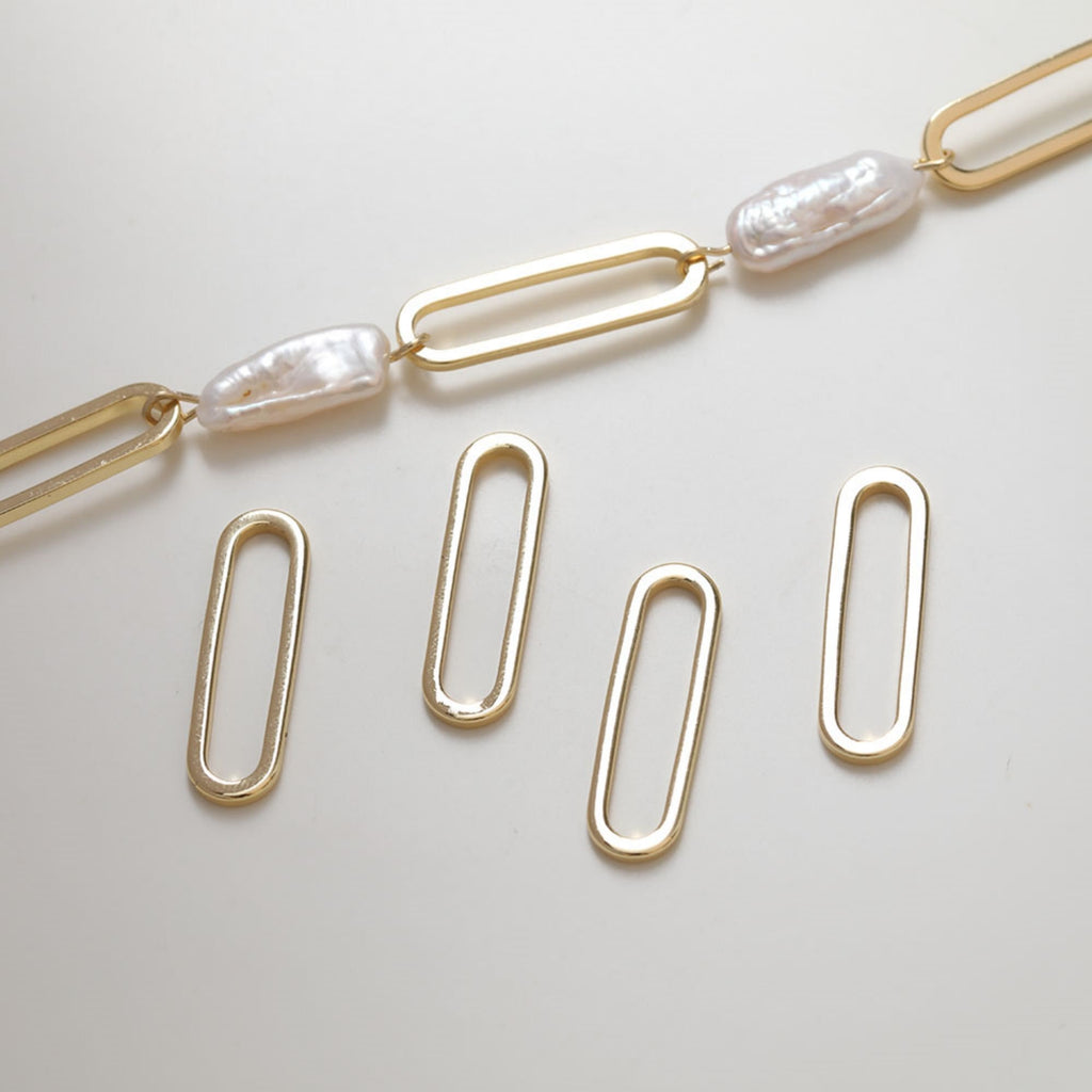 10pcs- 14K Gold Plated Oval Pendant, 26mm, Nickel Free Circle Charm, Connectors, DIY Jewelry Making Findings GZ127-D0011