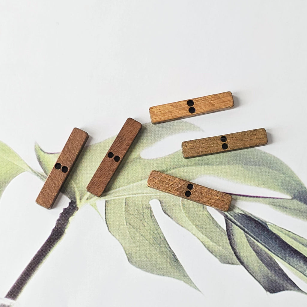10PCS Long Rectangular Wooden Bar, 2 holes, Geometric Wooden Pendant, Necklace Making Findings JT033