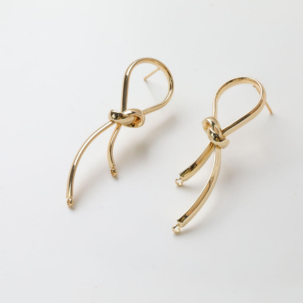 Gold Knot Earring Post, S925 Silver Ear Pin, Nickel Free Earrings, 14K Ear Stud, Tie The Knot Earring Findings GZ732