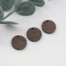 Load image into Gallery viewer, Round Geometric Shape Wood Charms, Wooden Pendant, Reclaimed Walnut Wood, Geometric Statement Wood Earrings Diy Ideas JT1001