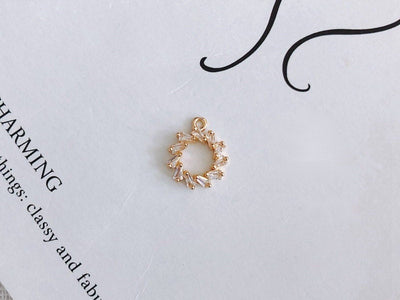 Cherry Charm, Cubic Zircon Crystal Flower Pendant, CZ Earring Charms,  Real Gold Plated Brass Earring Charms, Jewelry Findings STG023-F221