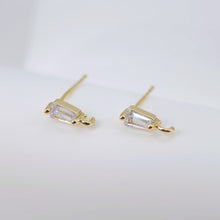 تحميل الصورة إلى عارض المعرض، أقراط مستطيلة أنيقة مرصعة بالزركونيا المكعبة، مطلية بالذهب مع حلقة، أدوات يدوية للعثور على الأقراط، لوازم صنع الأقراط بنفسك D0040