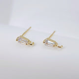 أقراط مستطيلة أنيقة مرصعة بالزركونيا المكعبة، مطلية بالذهب مع حلقة، أدوات يدوية للعثور على الأقراط، لوازم صنع الأقراط بنفسك D0040