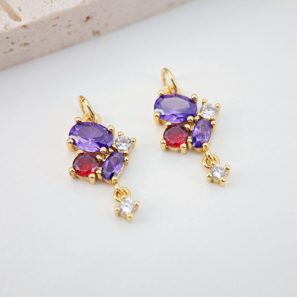 Rainbow Circle Pendant, Pave CZ Charm, 18K Gold Pendant, Bracelet Necklace Making, Gold Plated Jewelry Findings S20586