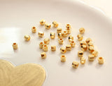 20pcs- Cube Beads, Faceted Beads, 3mm, 18K Gold Beads, Bracelet Beads, Gold Plated Spacer Beads, Big Hole, Jewelry Finding GZ181-S
