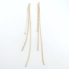 Load image into Gallery viewer, Gold Chain Tassel Pendant, Rhinestone Chain Charm, Cubic Zirconia, 18K Gold Plated Earring Chain Pendant, Earring Findings ZX087