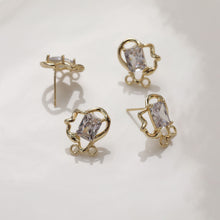 تحميل الصورة إلى عارض المعرض، قرط غير منتظم مرصع بأحجار الزركونيا المكعبة مع حلقات، مطلي بالذهب/الفضة عيار 14 قيراطًا، دبوس فضة S925 خالٍ من النيكل، قرط مضاد للحساسية GZ108