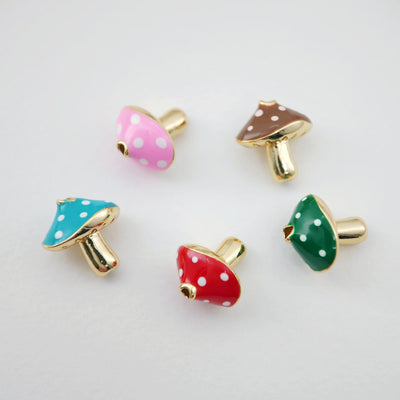 Enamel Mushroom Beads, Fruit Spacer Beads, Large Hole Gold Plated Beads, 18K Gold Plated,  Bracelet Necklace Making Jewelry Finding S1109