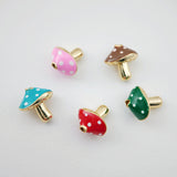 Enamel Mushroom Beads, Fruit Spacer Beads, Large Hole Gold Plated Beads, 18K Gold Plated,  Bracelet Necklace Making Jewelry Finding S1109