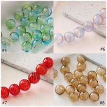 Load image into Gallery viewer, Colourful Patterned Glass Bubble Beads, Ball Hollow Glass Beads Hand Blown Hollow Round Globes for Jewelry Making, DIY Beads Finding GZ774