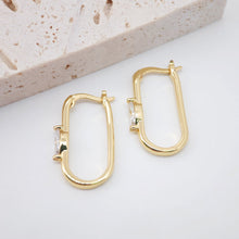 Load image into Gallery viewer, 18K Gold Plated Oval Hoop Earring, CZ Pave, Huggie Hoops Earring Parts, Oval Hoop earring  for Jewelry Making S20622