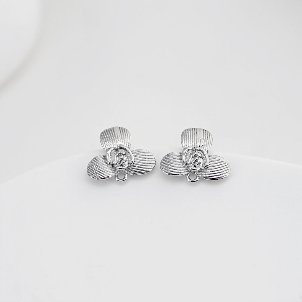 Flower Earring Post, 18K Real Gold Plated Brass Stud Earring With Loop, s925 silver pin, Nickel Free, Earring Finding D0444