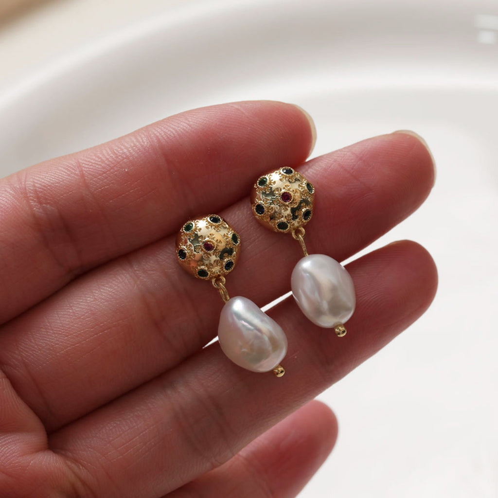 Round Pave Colored CZ Earring Post, S925 Silver Pin, 14K Gold/Silver Plated, Nickel Free Earrings, Irregular Shape Ear Stud with Loop GZ109