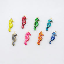 Load image into Gallery viewer, Enamel Seahorse Charms, 18K Gold Plated Charms, Seahorse Pendant for Necklace Jewelry Findings S20516