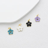 Petite Enamel Flower Charms, 18K Gold Plated Pendant,  Necklace Earring Charms, Jewelry Making Findings S1357