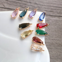 Cargar imagen en el visor de la galería, 10 piezas de dijes largos de lágrima de cristal, 10 colores a elegir, chapados en oro de 14 quilates, 18 x 7,5 mm, accesorios de joyería MY076-F040