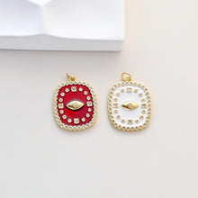 Load image into Gallery viewer, Square Charms, Enamel Devil Eye Charm, 18K Gold Plated Eye Pendant, For Necklace And Earrings Making Charm, Jewelry Findings S1343