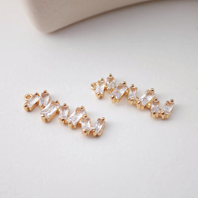 CZ Pave Elongated Pendant, Cubic Pendant, Earring Charms, Real Gold Plated Brass Earring Pendant, Jewelry Findings D0064