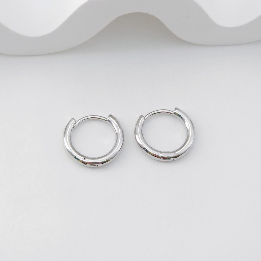 18K Gold Plated Round Hoop Earring, Huggie Hoops Earring Parts, Spring Ear Hoops, 14mm, hoop earrings D0112