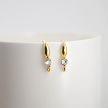 Load image into Gallery viewer, 18K Gold Plated Ear Wires, Round Cubic Pave Earring Hooks, Nickel Free, Fish Hooks, Ear Wires for Jewelry Making D0138