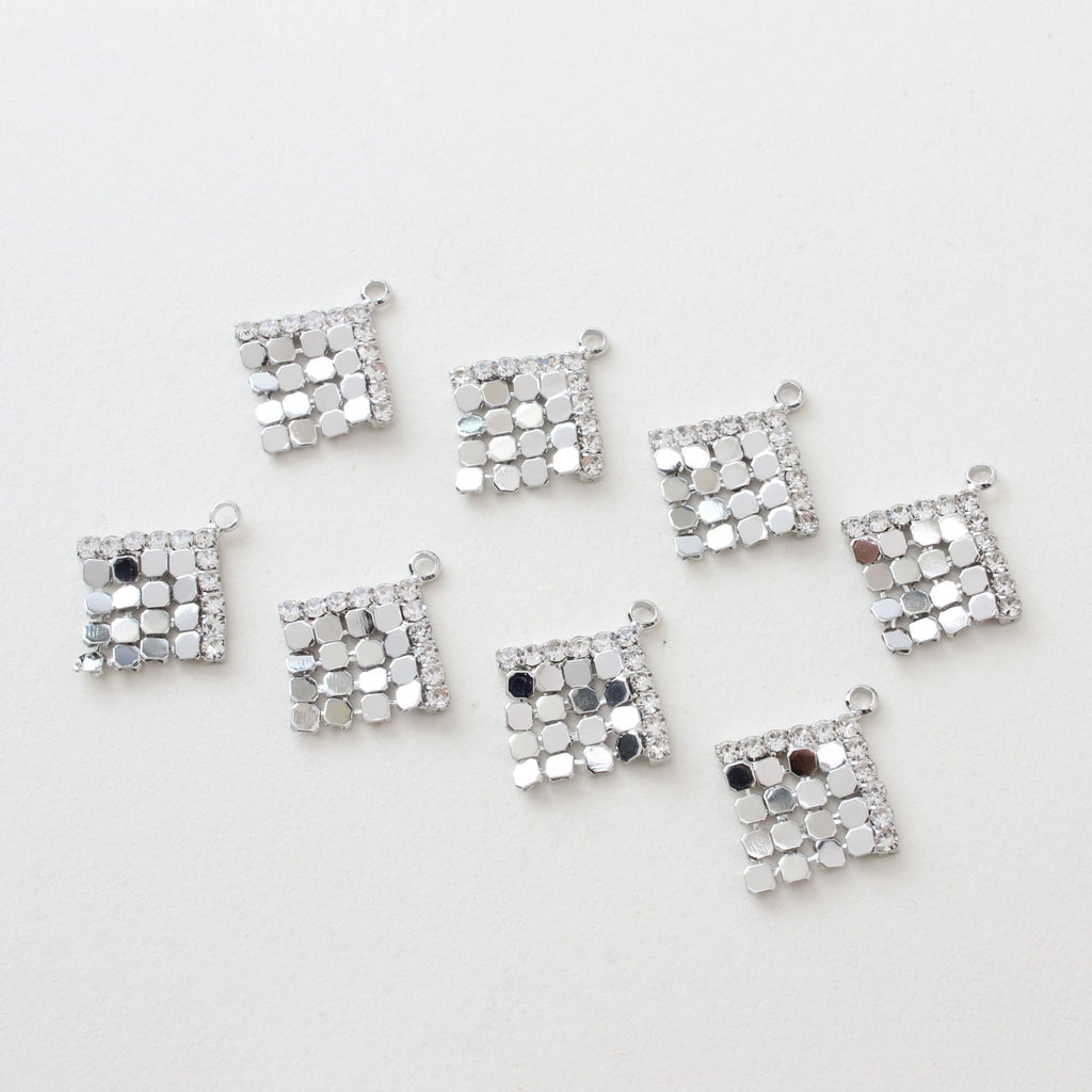 Diamond Shape Sequin Pendant, 18K Gold Plated, Earring Making Charm, Jewelry Finding JG018