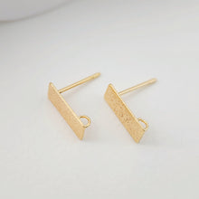 Load image into Gallery viewer, Frosted Rectangular Earrings Post, 18K Gold, Free Earrings, Ear Stud with Loop, Jewelry Earring Findings ZX190