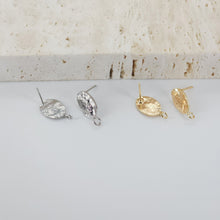 Load image into Gallery viewer, 10pcs Oval Post With Loop,  18K Gold Stud Earring Nickel Free, Hypoallergenic Earring Findings ZX158