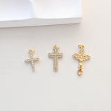 Cross Charms, CZ Pave Cross Pendant, Religious Pendant, 18K Gold Plated Brass, Necklace Making Charms, Jewelry Findings S1333