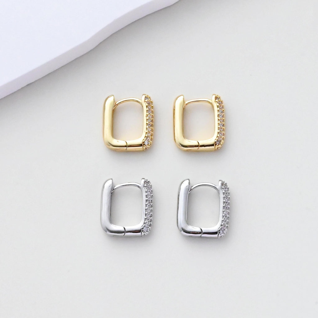 U Shape Earring Hoops, Gold Plated Huggie Hoops Earring, CZ Pave, Ear Hoops, DIY Earring  Finding, Handmade Earring Supplies S1401