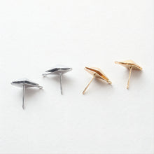 Load image into Gallery viewer, Minimalist Rhombus Ear Post With Loop, S925 Silver Ear Pin Nickel Free, Gold/Silver Ear Stud, Hypoallergenic Earring Findings JJ009