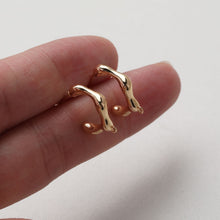 Load image into Gallery viewer, C Shape Earrings Post With Loop, 18K Gold/Silver, Nickel Free, Ear Stud Loop, Hypoallergenic Earring Findings GT026-ZX261