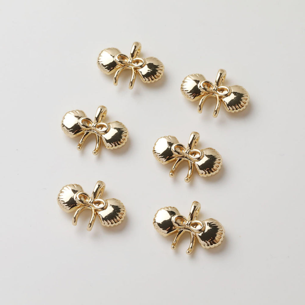 Bow Tie Charm, Bow Tie Bell Charm, Cubic Pendant, Earring Pendants, Real Gold Plated Brass Earring Charms, Jewelry Findings GZ729