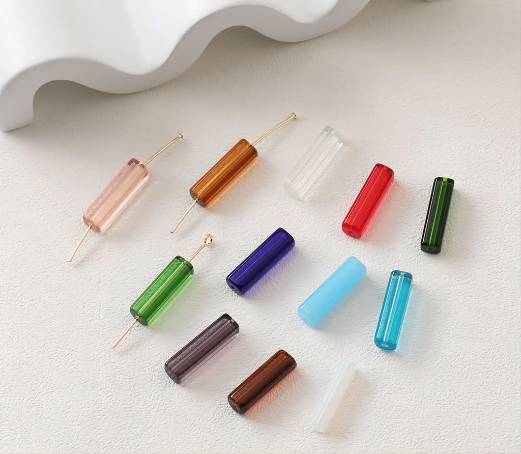 Glass Rectangle Tube Beads, Spacer Beads, 20x6mm, Crystal Glass Loose Beads for Jewelry Making, DIY Beads Finding GZ027