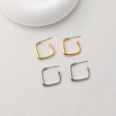 Square Earrings Post, 18K Gold Plated, Nickel Free, Square Ear Stud, Hypoallergenic Earring Findings D0386