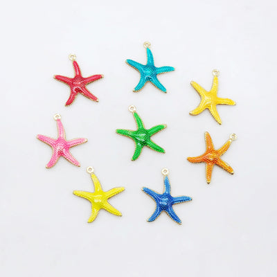 3D Enamel Starfish Charms, 18K Gold Plated, Dainty Starfish Shape Pendant, Bracelet Making Pendant S20520