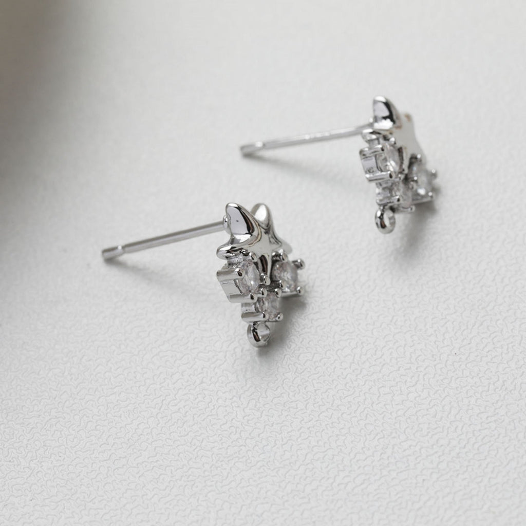 أقراط مكعبة مرصعة بالنجوم، صدفية، ذهبية/فضية، أقراط من الفضة الإسترليني 925 خالية من النيكل، نتائج أقراط مضادة للحساسية GT051