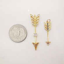 Load image into Gallery viewer, Boho Feathered Arrow Charms, 18K Gold Plated CZ Pave Arrow Charms, Arrow Pendant,  Necklace Charms, Jewelry Findings S1099